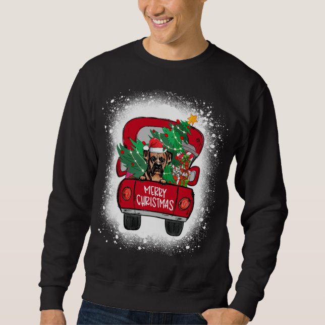 Sweatshirt Chien de boîte mignon Camion rouge Joyeux Noël Ble (Devant)