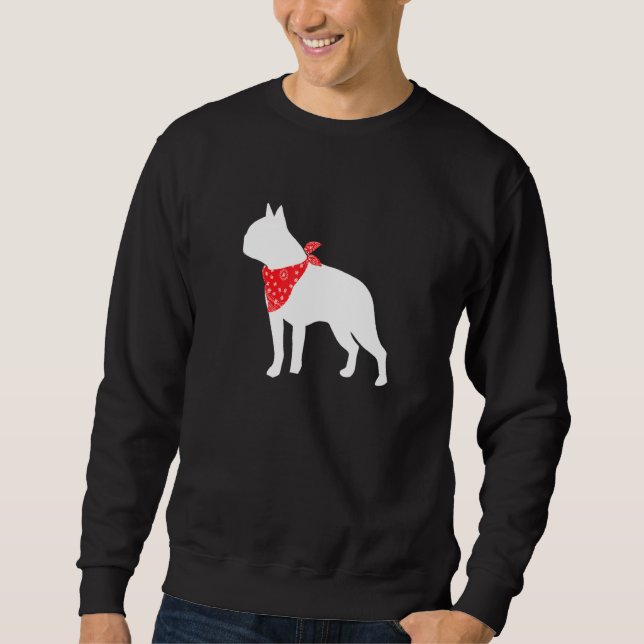 Sweatshirt Chien de Boston Terrier portant le Bandana rouge (Devant)