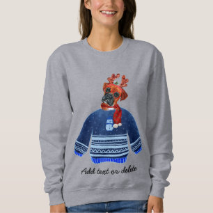 Sweatshirt Chien de boxe Vilain Chien de Noël Chien Maman Swe