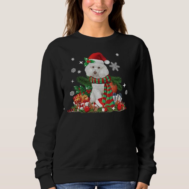 Sweatshirt Chien de caniche blanc de Noël (Devant)