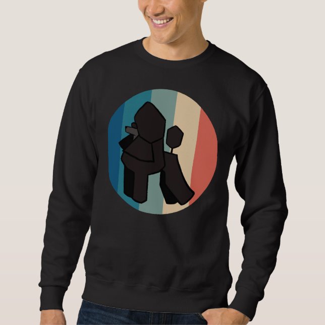 Sweatshirt Chien de caniche noir Vintage rétro détendu (Devant)