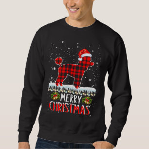 Sweatshirt Chien de caniche rouge Plaid Joyeux Noël