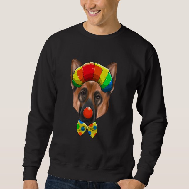 Sweatshirt Chien de cirque berger allemand clown (Devant)
