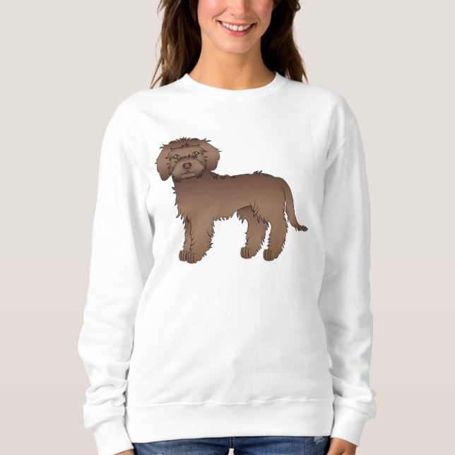 Sweatshirt Chien de dessin animé Mini Goldendoodle au chocola (Devant)