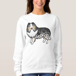 Sweatshirt Chien de dessin animé Sheltie Shetland Sheepdog Bl