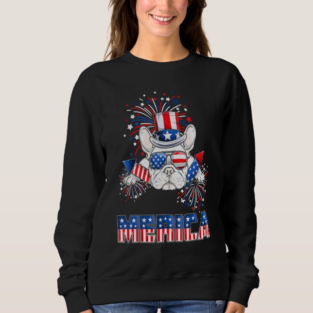 Sweatshirt Chien de France Merica Firework 4 juillet Hommes G (Devant)