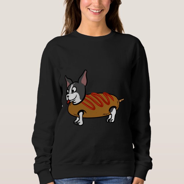Sweatshirt Chien de maïs de Boston Terrier (Devant)