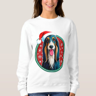 Sweatshirt Chien de Noël adorable avec un chapeau de Père Noë
