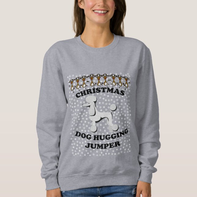 Sweatshirt Chien de Noël chien de caniche accroupie (Devant)