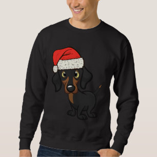 Sweatshirt Chien de Noël Cute Dachshund portant le chapeau du
