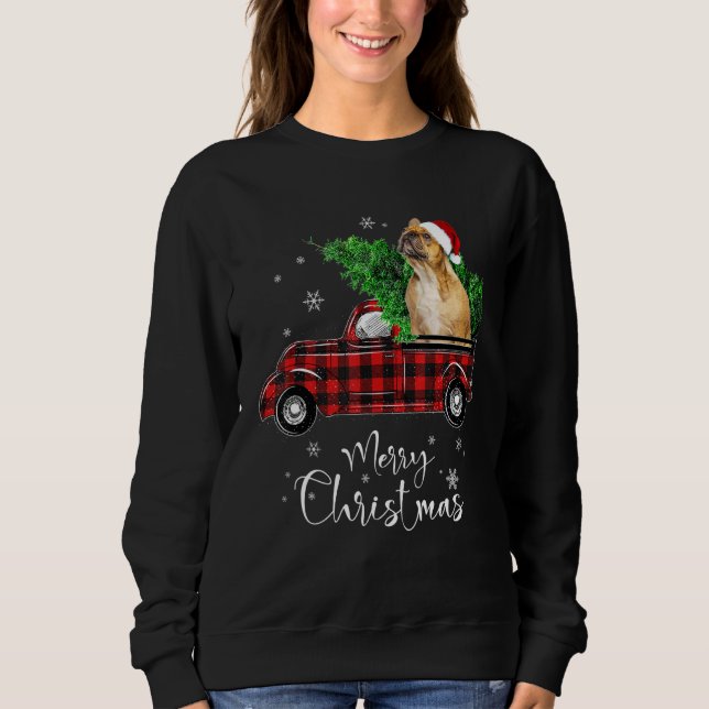 Sweatshirt Chien de Noël de Camion Rouge à dos de taureau (Devant)