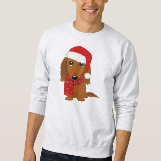 Sweatshirt Chien de Noël de Père Noël de Dachshund (Devant)