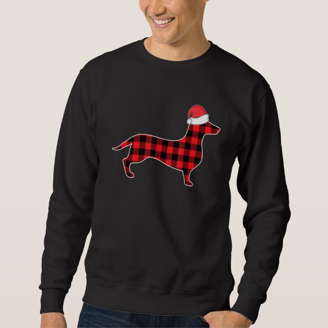 Sweatshirt Chien de Noël Décorations Red Plaid Buffalo (Devant)