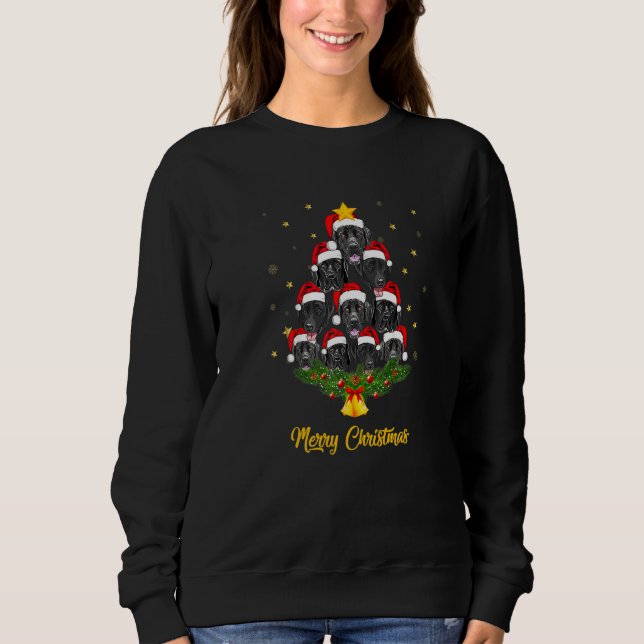 Sweatshirt Chien de Noël en Lab noir Arbre de Noël Mignon (Devant)