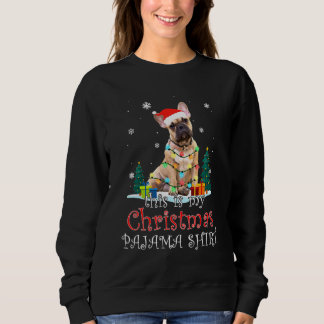 Sweatshirt Chien de Noël Français Chien de taureau Lumières A