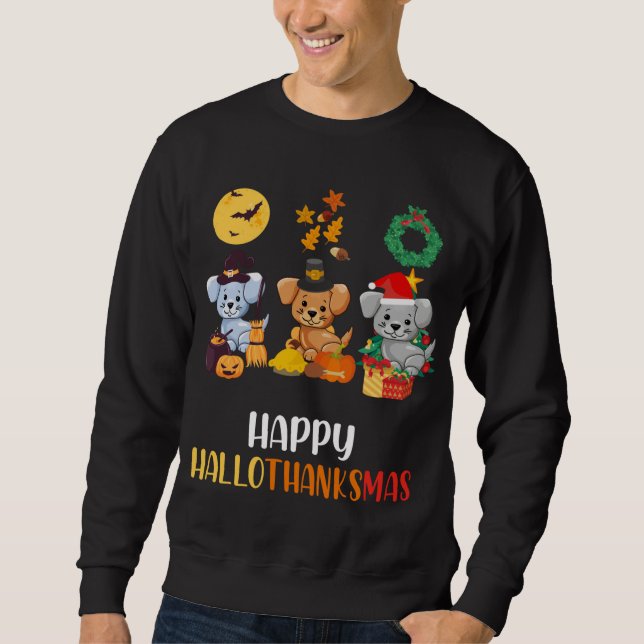 Sweatshirt Chien de Noël Joyeux Thanksgiving Chien de Noël Jo (Devant)