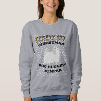 Sweatshirt Chien de Noël maltais serrant le chien