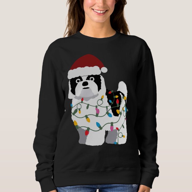 Sweatshirt Chien de Noël mignon Shih Tzu (Devant)