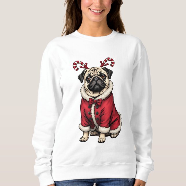 Sweatshirt Chien De Pub Portant Un Costume Père Noël Pour Amo (Devant)