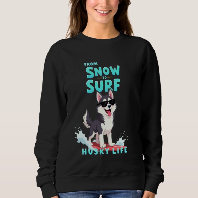 Sweatshirt Chien de surf Sibérien Husky cool (Devant)