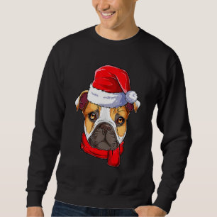 Sweatshirt Chien de taureau anglais Santa Claus Pyjama Noël W