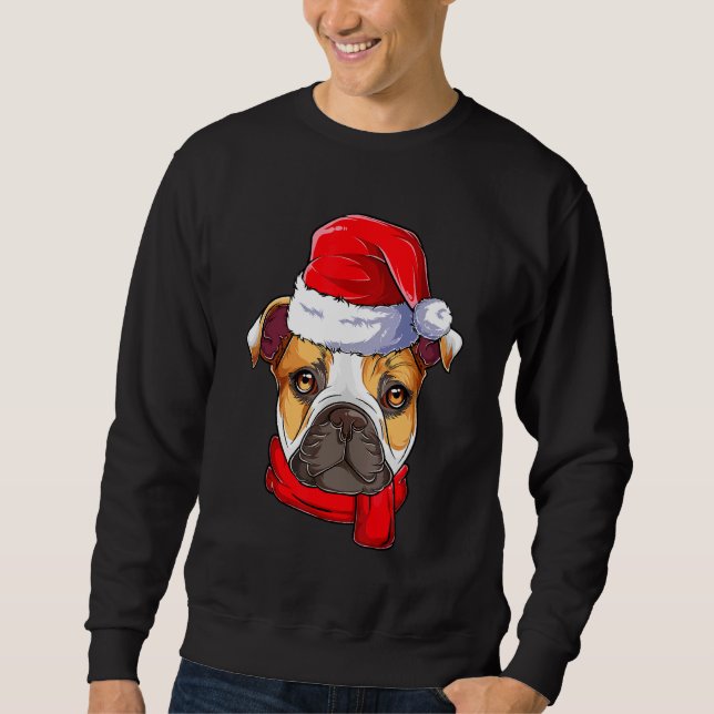Sweatshirt Chien de taureau anglais Santa Claus Pyjama Noël W (Devant)