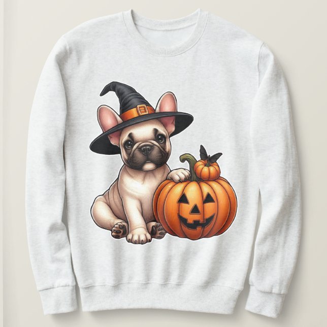 Sweatshirt Chien de taureau français en Casquette sorcier ave (Design devant)