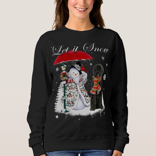 Sweatshirt Chien d'eau portugais Père Noël Noël Snowman Noël  (Devant)
