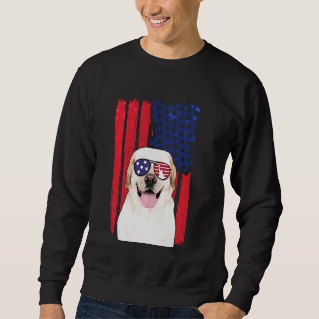 Sweatshirt Chien du Labrador Patriotique 4 juillet États-Unis (Devant)