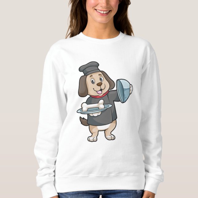 Sweatshirt Chien en chef avec Plateau et os (Devant)
