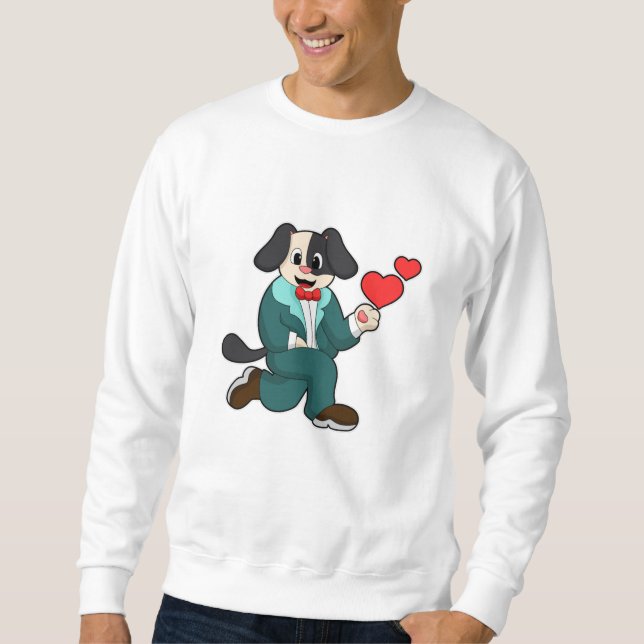 Sweatshirt Chien en marié avec costume et cravate (Devant)