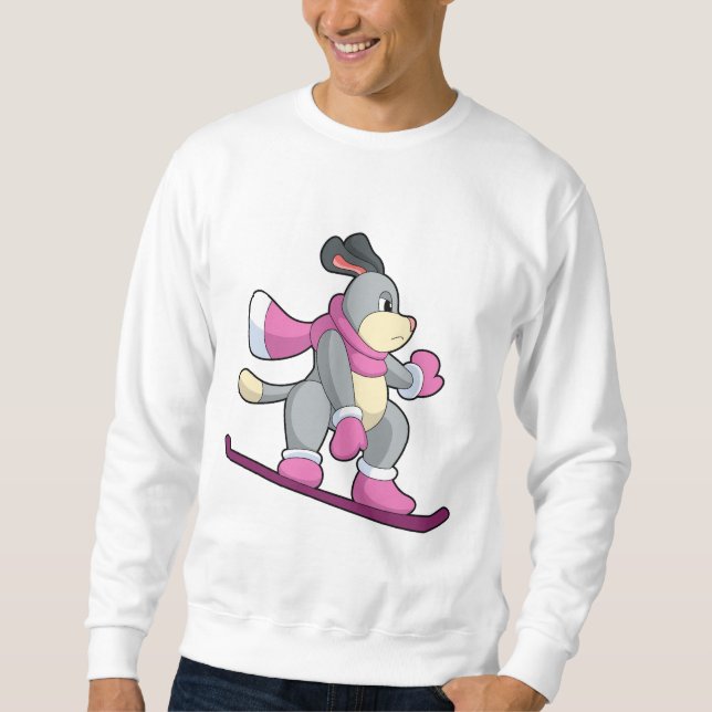 Sweatshirt Chien en Snowboardeur avec Sonowboard (Devant)
