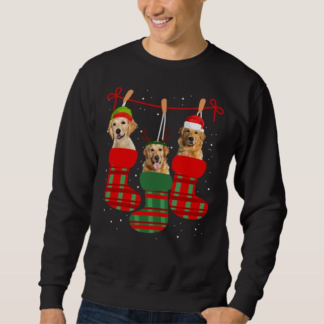 Sweatshirt Chien Golden Retriever Chaussettes de Noël (Devant)