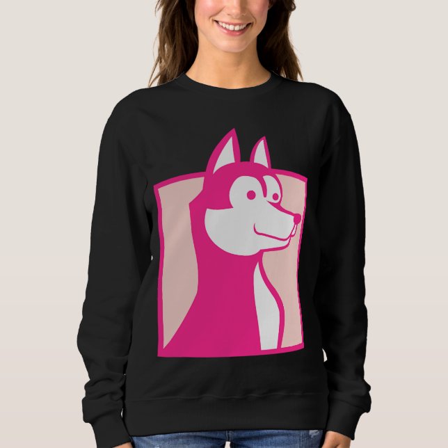 Sweatshirt Chien Husky Rose (Devant)