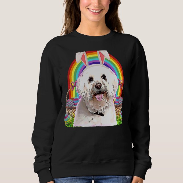 Sweatshirt Chien maltais Chasse aux oeufs de lapin de Pâques (Devant)