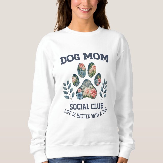 Sweatshirt Chien Maman Paw Floral (Devant)