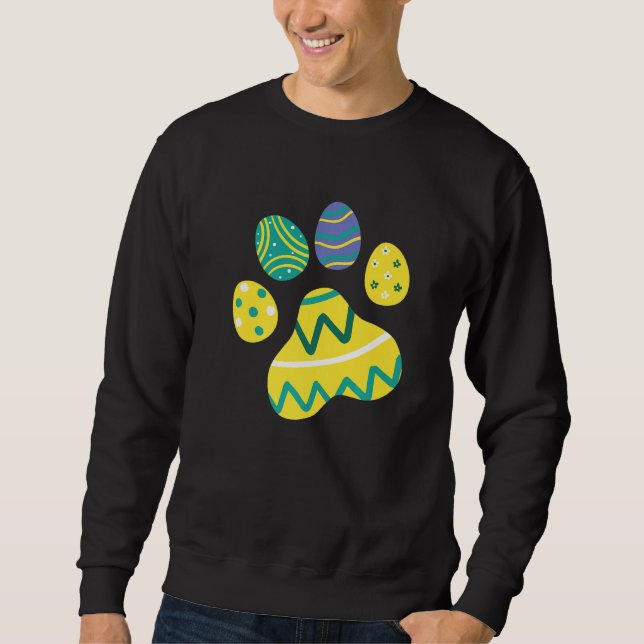 Sweatshirt Chien mignon Chat Paw OEufs de Pâques Chien Chat P (Devant)