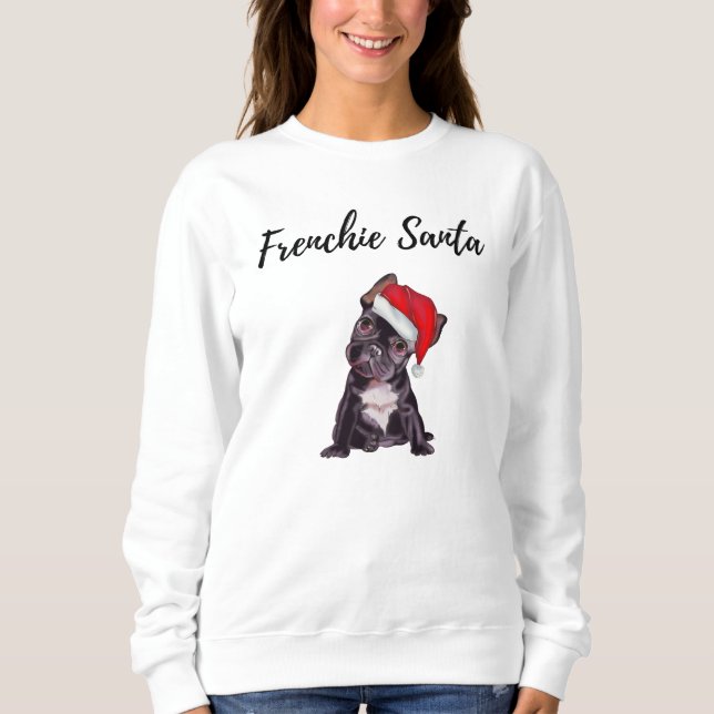 Sweatshirt Chien mignon Frenchie Père Noël (Devant)
