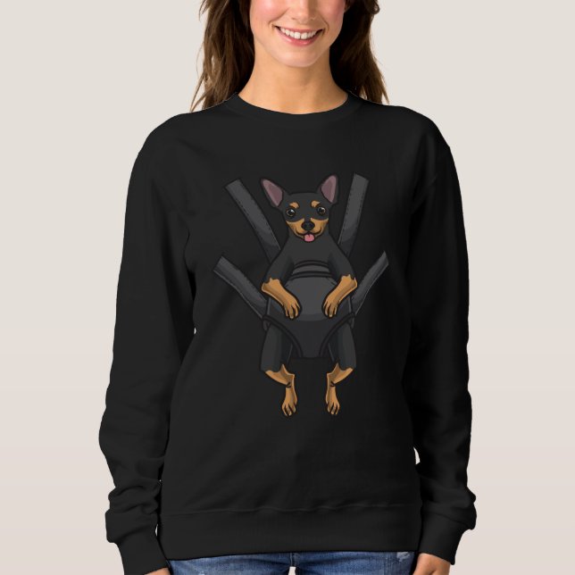 Sweatshirt Chien Miniature Pinscher Dans Un Transporteur (Devant)
