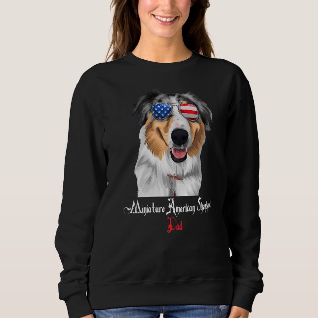 Sweatshirt Chien Papa Chiot Papa Miniature American Shepherd (Devant)