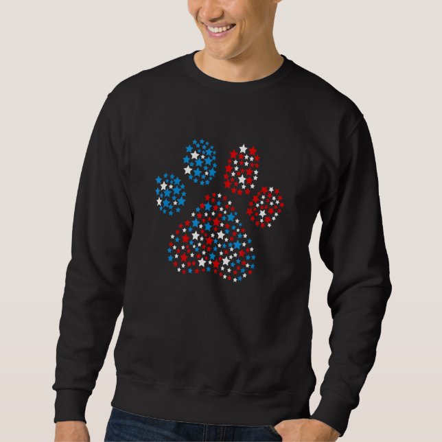 Sweatshirt Chien Paw Patriotique Rouge Blanc Bleu Étoiles 4 j (Devant)