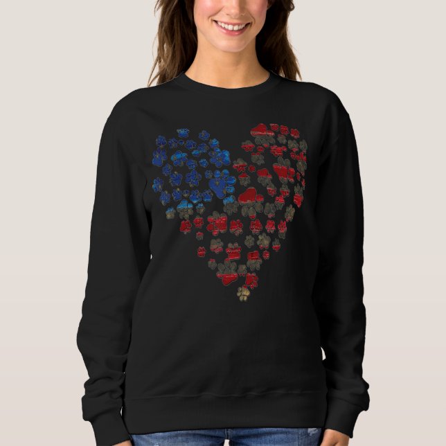 Sweatshirt Chien Paws Coeur américain Drapeau (Devant)
