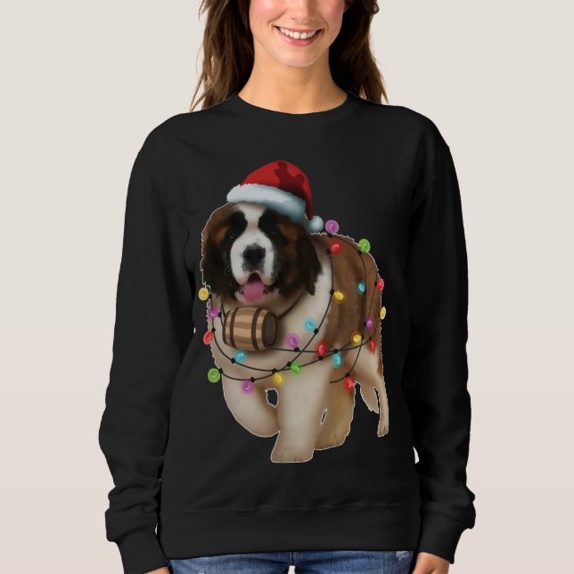 Sweatshirt Chien Père Noël de Noël, Saint Bernard, Saint Xmas (Devant)