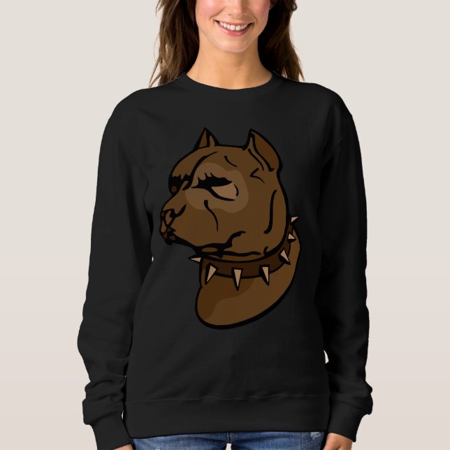 Sweatshirt Chien Pitbull Brown avec collier (Devant)