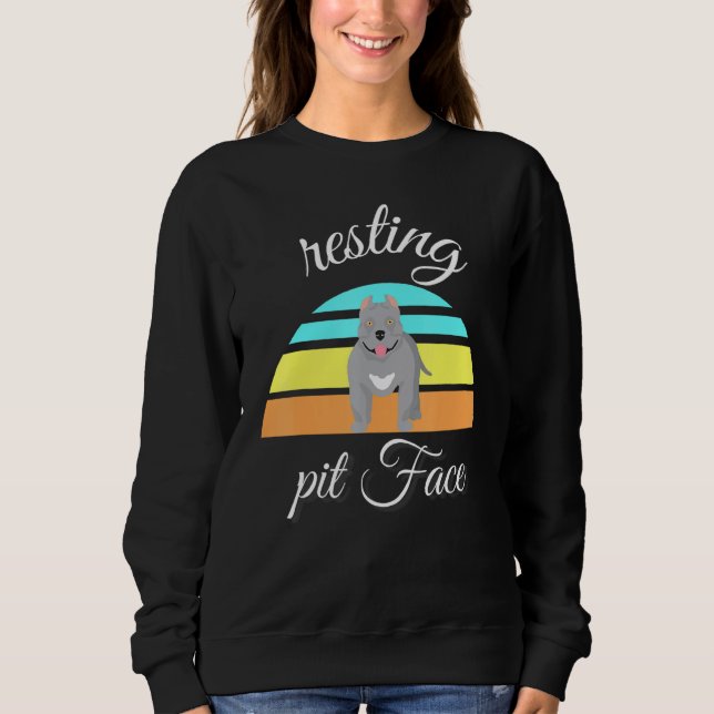 Sweatshirt Chien Pitbull Poignée de repos visage pour Pitbull (Devant)