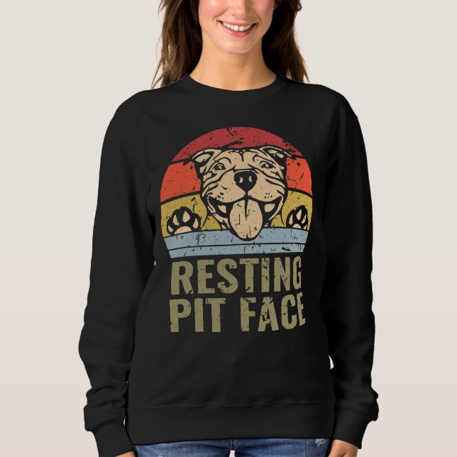 Sweatshirt Chien Pitbull Repose Pit Face (Devant)