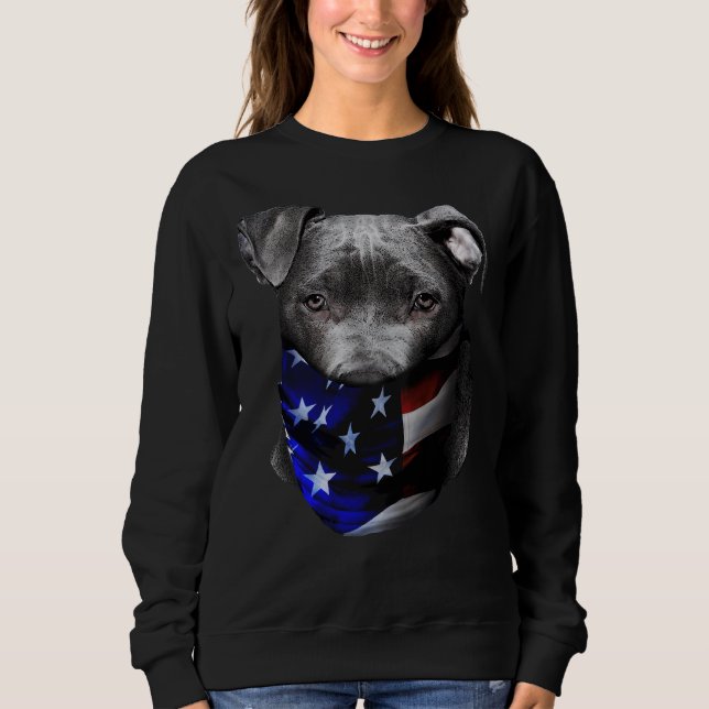 Sweatshirt Chien Pitbull Terrier avec drapeau américain Banda (Devant)