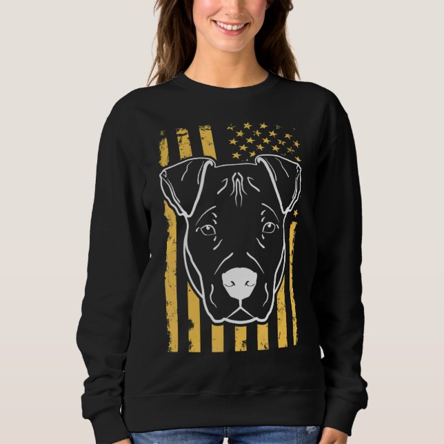 Sweatshirt Chien Pitbull Us drapeau américain (Devant)