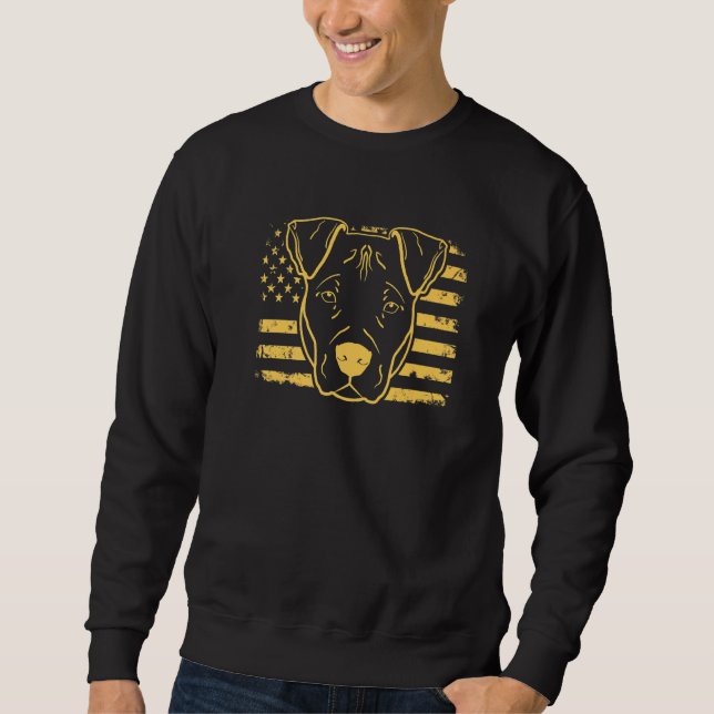 Sweatshirt Chien Pitbull Us Drapeau américain 3 (Devant)