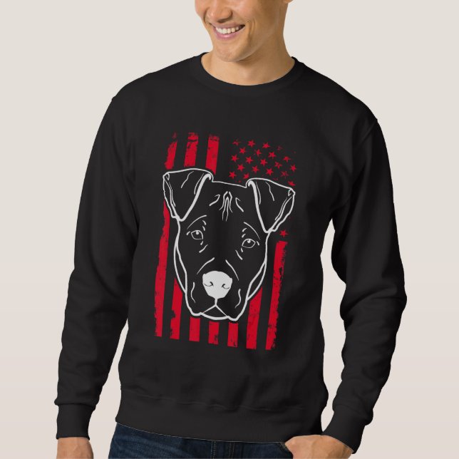 Sweatshirt Chien Pitbull Us drapeau américain 4 (Devant)